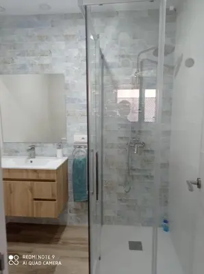 a bathroom with a shower and a sink at Apartamento Mar III in San Fernando