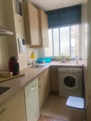 a kitchen with a sink and a washing machine at Casa Alzar in Jerez de la Frontera