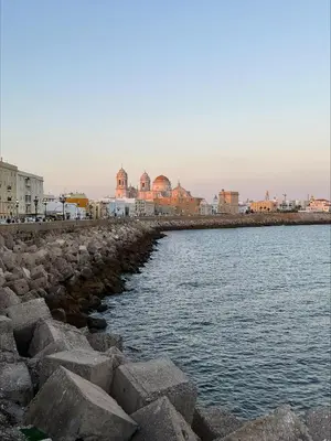 a group of rocks on a beach next to the water at Cádiz, ciudad y playa in Cádiz