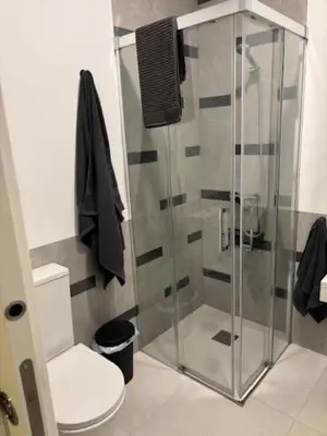 a bathroom with a shower and a toilet at Apartamento la Porvera in Jerez de la Frontera