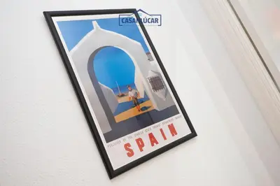 a framed poster of a spain sign on a wall at Casa 4 - Capuchinos in Sanlúcar de Barrameda
