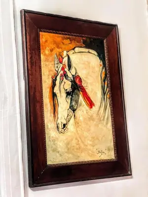 a painting of a horse on a wall at La Posada de Zepeda in Jerez de la Frontera