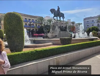 a statue of a man on a horse in a fountain at Casa Alzar2 in Jerez de la Frontera