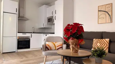 a living room with a couch and a table at Life Apartments Arcos 27 in Jerez de la Frontera