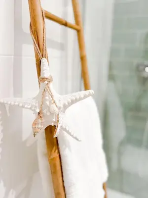 a starfish tied to a curtain in a window at Apartamento La Sal Centro in San Fernando