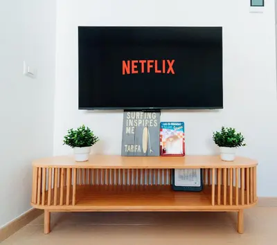 a tv on top of a wooden table with plants at Acogedor apartamento céntrico in El Puerto de Santa María