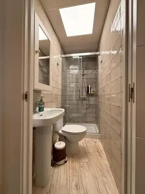 a bathroom with a toilet and a sink and a shower at Estudio en Jerez de la Frontera in Jerez de la Frontera