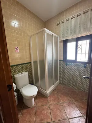 a bathroom with a toilet and a shower at Viangel 2 in Conil de la Frontera