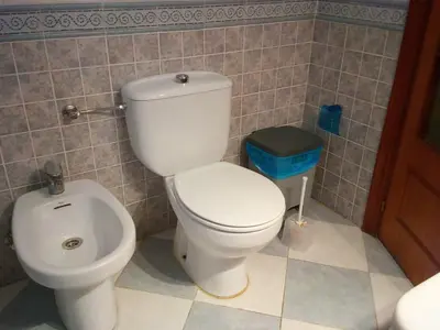 a bathroom with a toilet and a bidet at Casa Rural MATEOS in El Puerto de Santa María