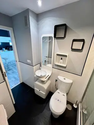 a bathroom with a toilet and a sink at GATU Alquiladores 