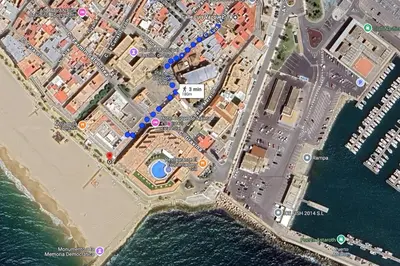 a map of a city and the beach at Apartamento cerca del paseo marítimo in Rota