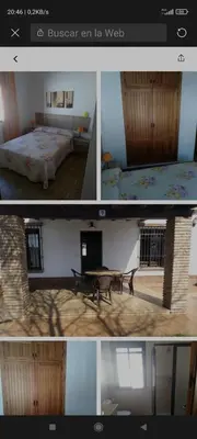 a collage of three pictures of a bedroom and a bed at CASA ALBA in Conil de la Frontera