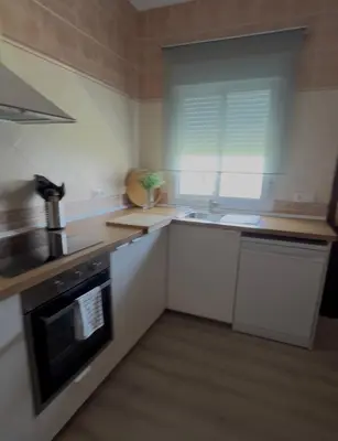 a small kitchen with a sink and a stove at Azul Sancti Petri in Chiclana de la Frontera