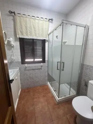 a bathroom with a shower and a toilet at Viangel 1 in Conil de la Frontera