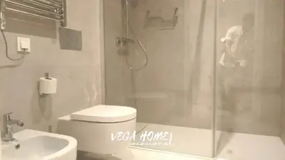 a bathroom with a shower and a toilet and a sink at Apartamento Eleven View Costa ballena MOON BLACK in Costa Ballena