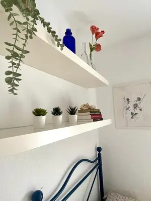 a room with white shelves with plants on them at El Viñero, Apartamento con garaje in Cádiz