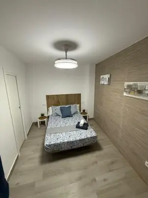 a bedroom with a bed in a room at Apartamento BF Jacuzzi Jerez in Jerez de la Frontera