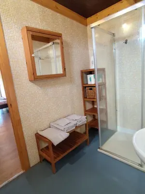 a bathroom with a shower and a sink at Brisa&Mar in Chiclana de la Frontera