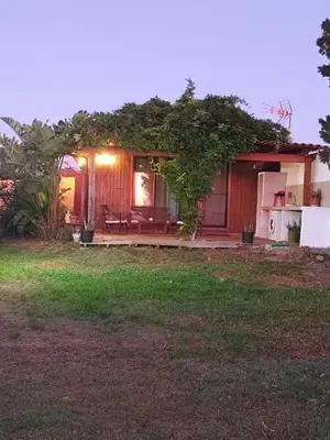 a house with a kitchen and a yard at Brisa&Mar in Chiclana de la Frontera
