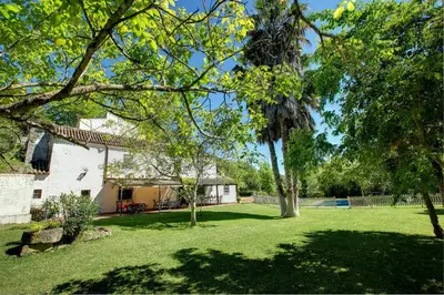 a house with a yard with green grass and trees at El Molino del Pilón by Vintage Travel in Arcos de la Frontera