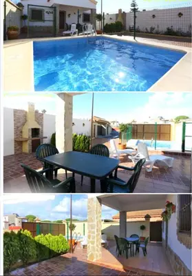 a collage of two pictures of a swimming pool at Casa rural 1 in Conil de la Frontera