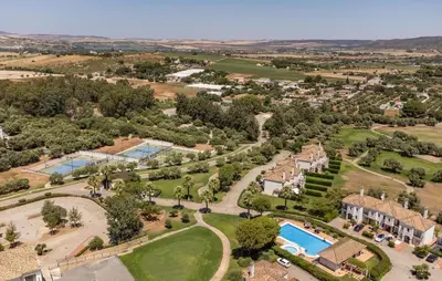 an aerial view of a resort with a pool at 2 Bedroom Nice Home In Arcos De La Frontera in Arcos de la Frontera