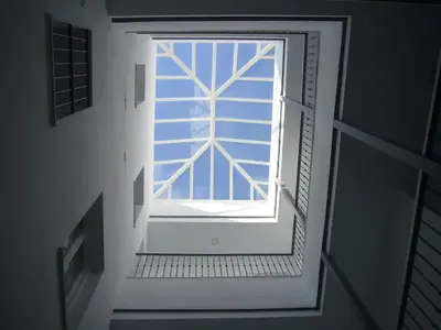 a view of a window in a stair case at Tacita Investments,SL in Cádiz
