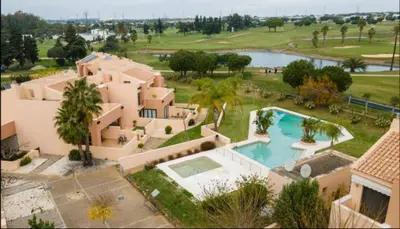 an aerial view of a large house with a swimming pool at New Golf Villa and Pool - Families Only in Barrio de Jarana