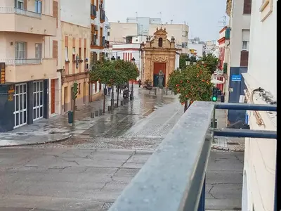 a view of a city street with a building at Puerta del Sol Jerez in Jerez de la Frontera