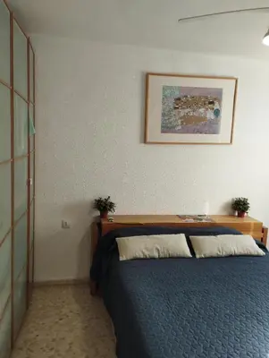 a bedroom with a bed and a picture on the wall at Ático en San Fernando in San Fernando