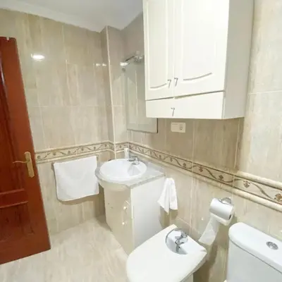 a bathroom with a white toilet and a sink at Bulerías de Cádiz by Gades Gestión in Cádiz
