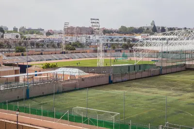 a stadium with a soccer field and a soccer field at Apartamentos Turísticos Bahía Sur in San Fernando