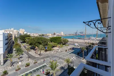 a view of a city from a building at El Balcon de MORET by Cadiz4Rentals in Cádiz