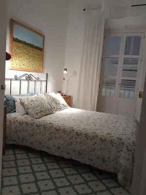 a bedroom with a bed and a window at Sagasta Apartments in Cádiz