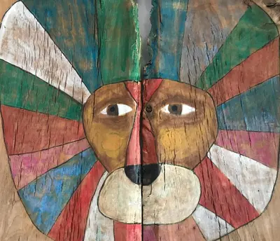 a painting of a dog on a table at Apartamentos La Selva in Cádiz