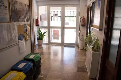 a room with a hallway with a door and a floor at Residencia Universitaria Cadiz Centro in Cádiz
