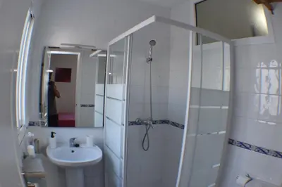 a bathroom with a shower and a sink at Sancti Petri House in Chiclana de la Frontera
