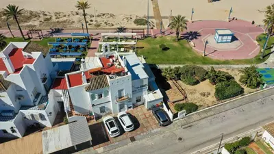 an overhead view of a house with a street at El Campanario in Chiclana de la Frontera