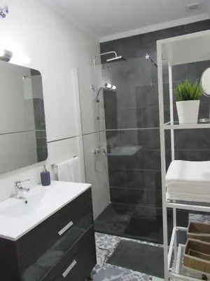 a white bathroom with a toilet and a plant at Apartamento Alameda in Cádiz