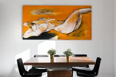 a painting of a dog laying down on a table at Casa Margot Cádiz Grupo AC Gestión in Cádiz