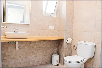 a bathroom with a toilet and a sink at Apartamento rural en Conil in Conil de la Frontera