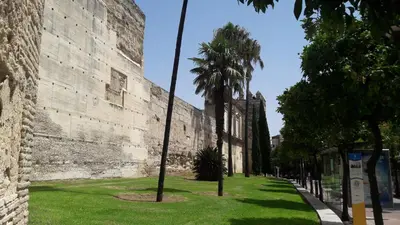 a street with palm trees next to a building at Sherryflat Alcázar - Parking in Jerez de la Frontera