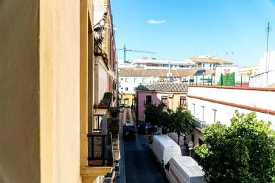 a view of a city street from a building at Light House Sherry in Jerez de la Frontera