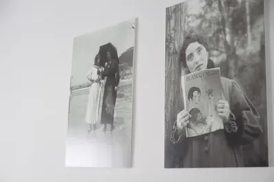 two photographs of a woman reading a book at Apartamento VELADOR del Sur by Cadiz4Rentals in Cádiz