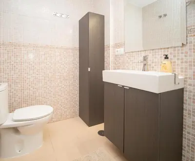 a bathroom with a sink and a toilet at Apartamento ateneo in Sanlúcar de Barrameda