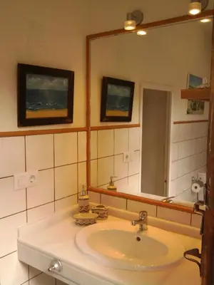 a bathroom with a sink and a mirror at Apartamentos El Patio Andaluz in Jerez de la Frontera