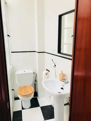 a bathroom with a toilet and a sink at Apartamento San Francisco in Cádiz