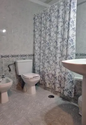 a bathroom with a toilet and a sink at Apartamento Cayetano in Rota