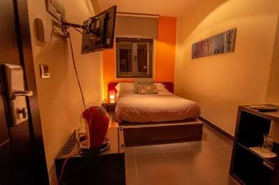 a small room with a bed and a television at Hotel Los Nardos in Chipiona