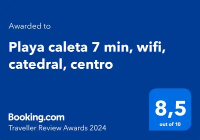a screenshot of a cell phone with a blue screen at Playa caleta 7 min, wifi, catedral, centro in Cádiz